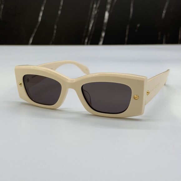 NEW AM0426S 005 ALEXANDER MCQUEEN IVORY WOMAN SUNGLASSES - Picture 7 of 12